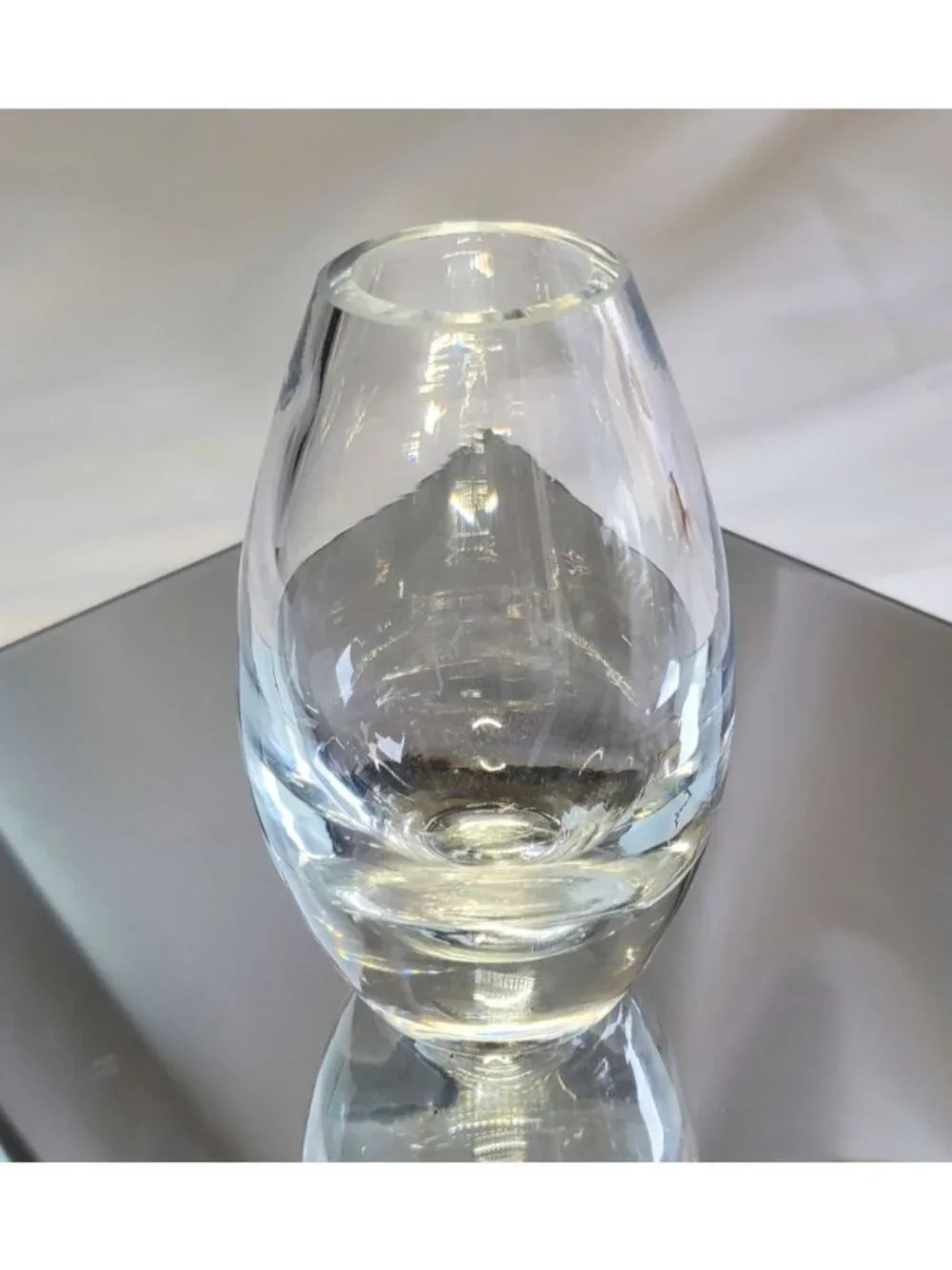 Vintage Swedish Crystal Flower Vase Clear Art Glass Home Decor MCM 4.5